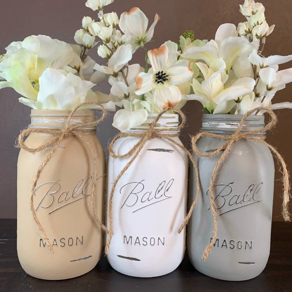 Set of 3 mason jar colored